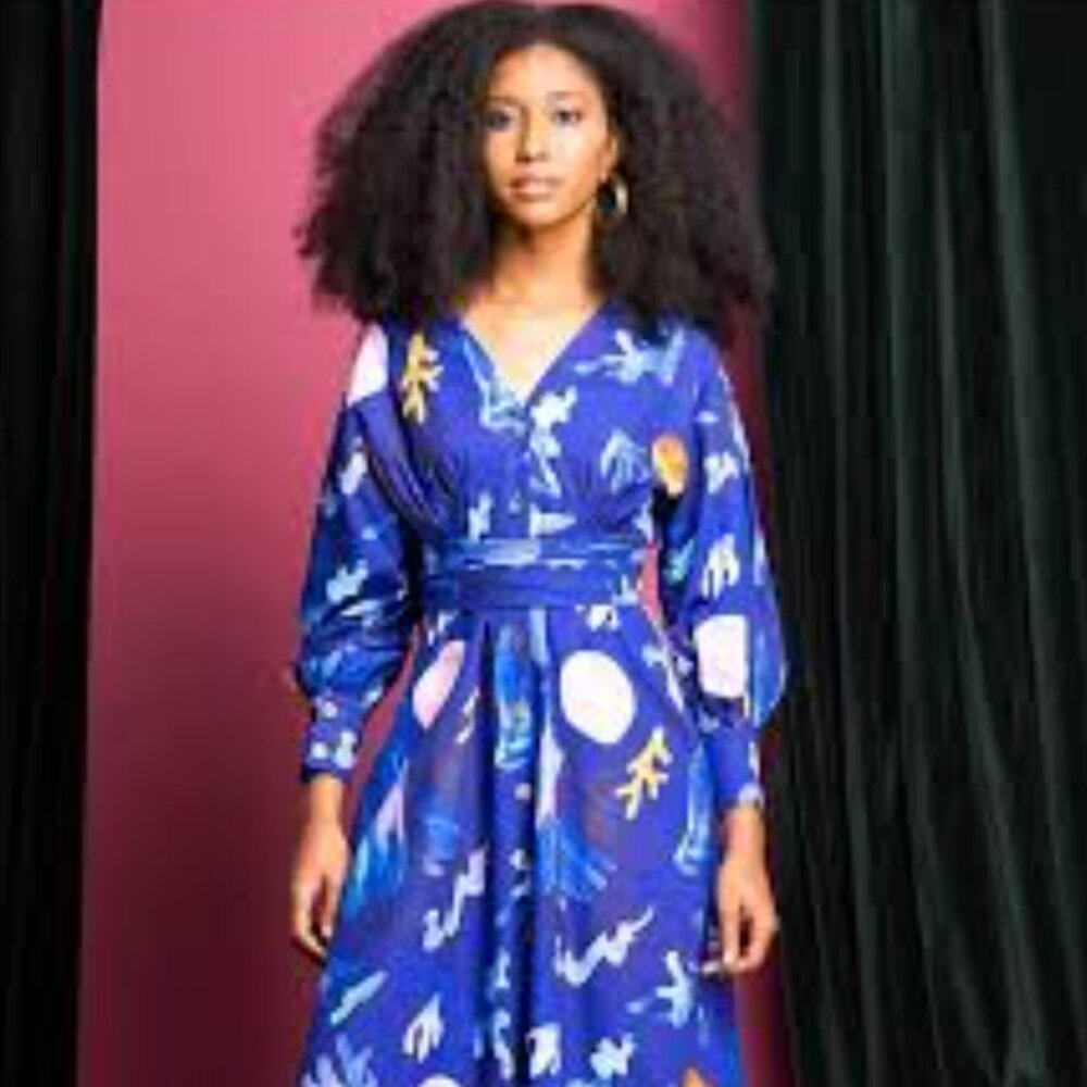 HEINUI Cleo dress, purple collage print